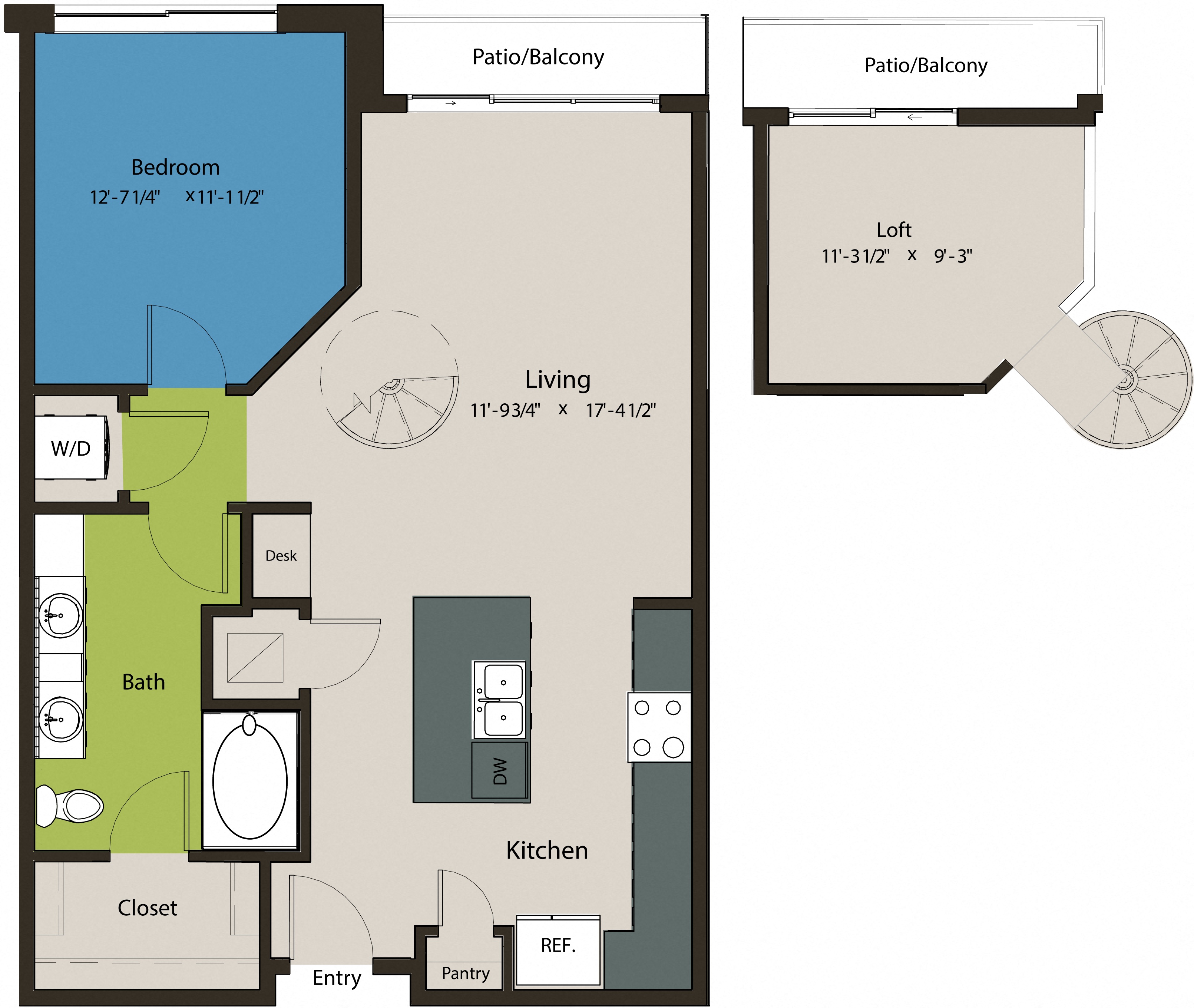 Floor plan layout diagram for 1I-Loft
